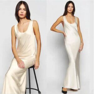Reformation Ivory Satin Maxi Dress